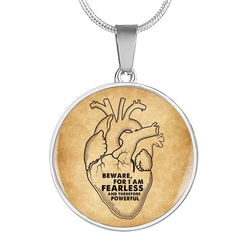 Beware For I Am Fearless And Therefore Powerful Circle Pendant Necklace - Circle Luxury Necklace (Silver)