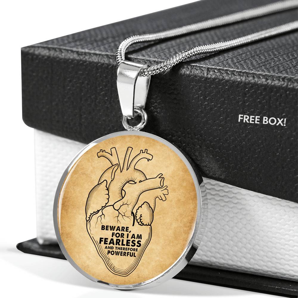 Beware For I Am Fearless And Therefore Powerful Circle Pendant Necklace - Circle Luxury Necklace (Silver)