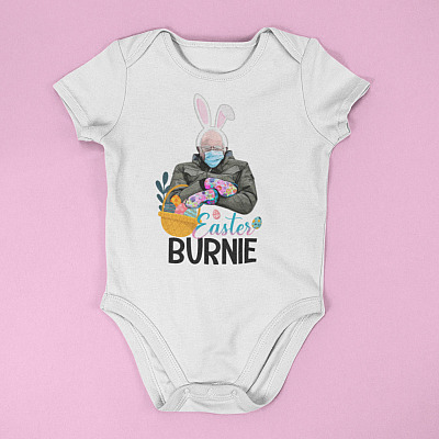 Alternative view of Snuggle Bernie Mittens Easter Shirt Bernie Sanders Easter Bernie Baby Onesie - Toddler Infant Bodysuit