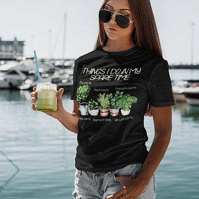 Alternative view of Things I Do In My Spare Time Plants Funny Gardener Gardening T-Shirt - V-neck - Plant Lover Shirt