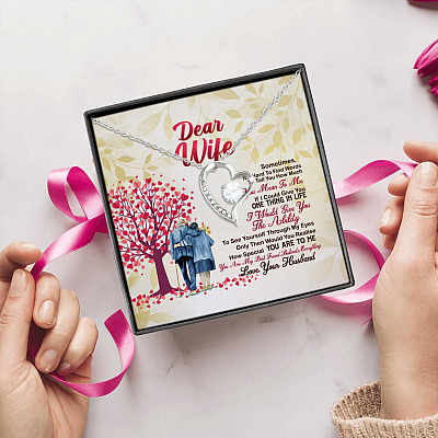 Alternative view of Dear Wife Sometimes It's Hard To Find Words To Tell You I Love You Forever Love Heart Pendant Necklace