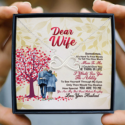 Dear Wife Sometimes It's Hard To Find Words To Tell You I Love You Infinity Heart Pendant Necklace