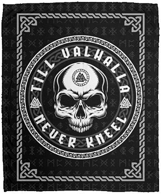 Till Valhalla Never, White, Cozy Plush Fleece Blanket - 50x60