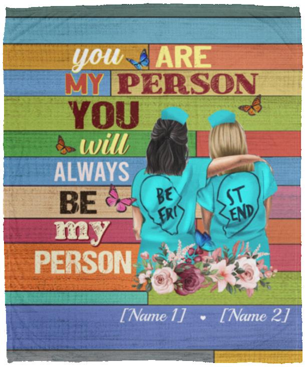 Personalized Bestie Nurse, White, Cozy Plush Fleece Blanket - 50x60