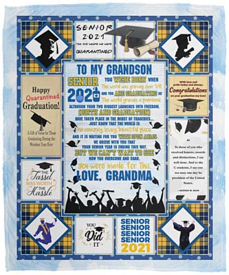 To My Grandson Blanket, White, Cozy Plush Fleece Blanket - 50x60