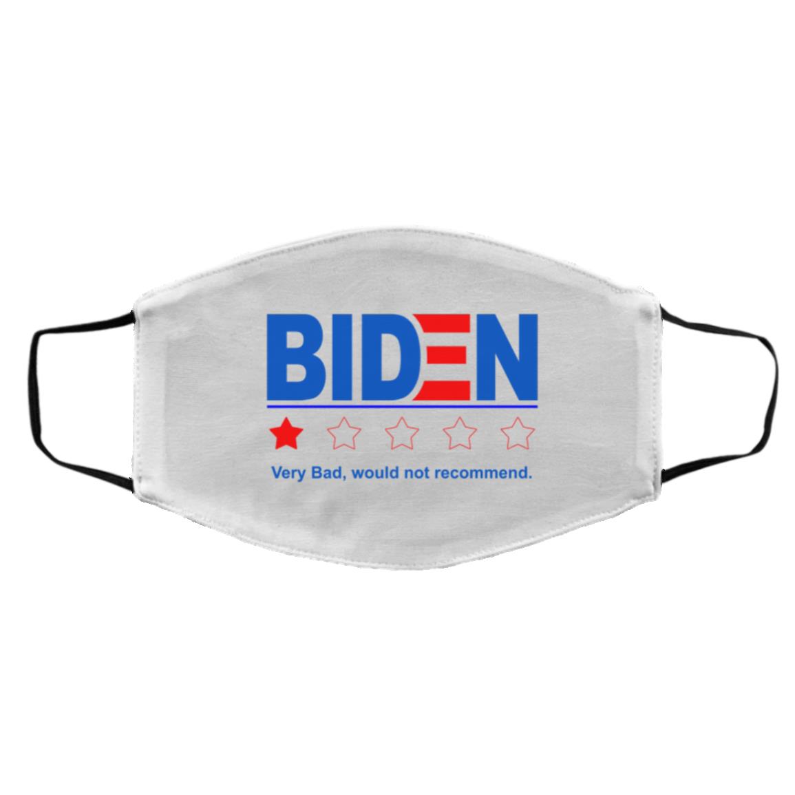 Biden Very Bad, White, Cloth Face Cover – Medium/Large