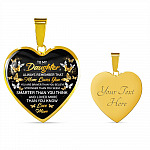 Mom to My Daughter Always Remember that Mom Loves You You Are Braver Than You Believe Heart Pendant Necklace - Heart Luxury Necklace (Gold Plated)