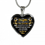 Mom to My Daughter Always Remember that Mom Loves You You Are Braver Than You Believe Heart Pendant Necklace - Heart Luxury Necklace (Silver)