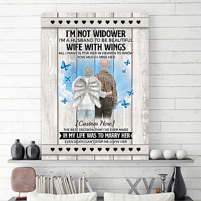 Personalized Wife Angel Memorial Framed Canvas Prints - I'm a Husband to a Beautiful Wife with Wings Unframed Poster