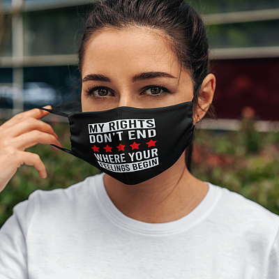 Alternative view of My Rights Don't End Where Your Feelings Begin Washable Reusable Custom Printed Cloth Face Mask Cover