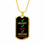 Grumpy Old Vietnam Veteran US Army Soldier Dog Tag Pendant Necklace - Dog Tag (Gold Plated)