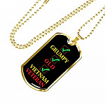 Grumpy Old Vietnam Veteran US Army Soldier Dog Tag Pendant Necklace - Dog Tag (Gold Plated)