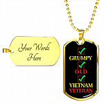 Grumpy Old Vietnam Veteran US Army Soldier Dog Tag Pendant Necklace - Dog Tag (Gold Plated)