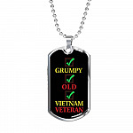 Grumpy Old Vietnam Veteran US Army Soldier Dog Tag Pendant Necklace - Dog Tag (Silver)