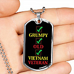 Grumpy Old Vietnam Veteran US Army Soldier Dog Tag Pendant Necklace - Dog Tag (Silver)