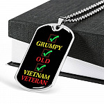 Grumpy Old Vietnam Veteran US Army Soldier Dog Tag Pendant Necklace - Dog Tag (Silver)
