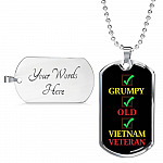Grumpy Old Vietnam Veteran US Army Soldier Dog Tag Pendant Necklace - Dog Tag (Silver)