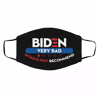 Biden Very Bad Would Not Mask, Black, Cloth Face Cover – Medium/Large