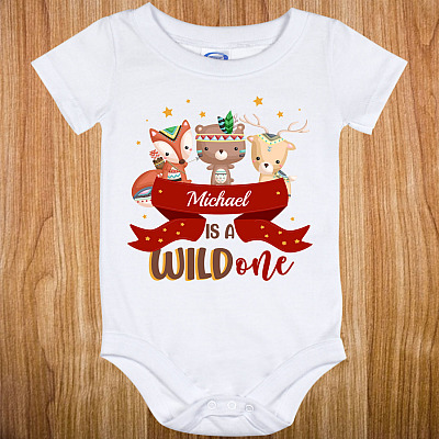 Alternative view of Personalized Wild One Baby Onesie - Baby Infant Bodysuit