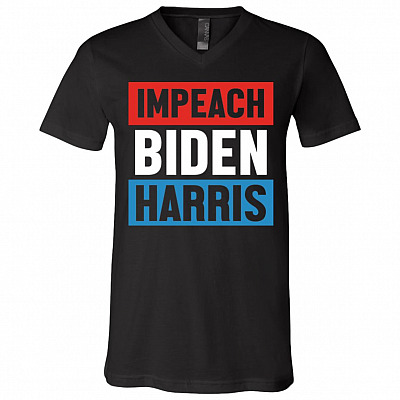 Impeach t, Black, V-Neck T-Shirt