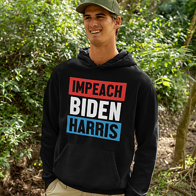 Alternative view of Impeach Biden Harris Hoodie - Sweatshirt - Long Sleeve Shirt - Buck Fiden Political Hoodie
