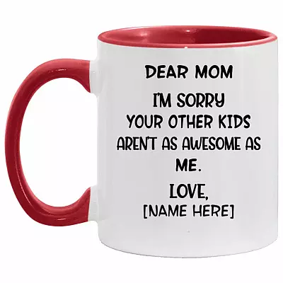 mom accent mug, White/Red, 11 oz. Accent Mug