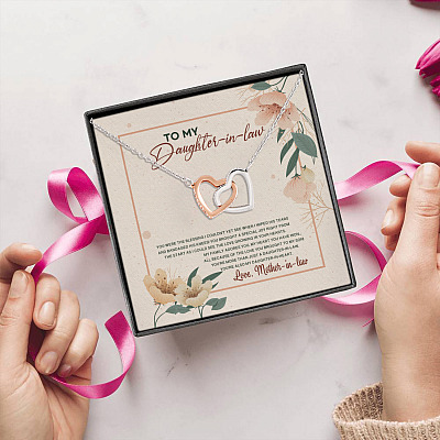 Alternative view of To My Daughter In Law You Were The Blessing I Couldn't Yet See When I Wiped His Tears Interlocking Heart Necklace