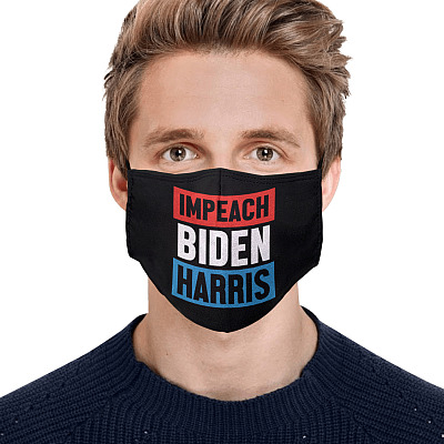 Alternative view of Impeach Biden Harris Political Washable Reusable Face Mask - Joe And The Hoe Gotta Go Face Mask