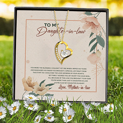 To My Daughter In Law You Were The Blessing I Couldn't Yet See When I Wiped His Tears Forever Love Heart Necklace
