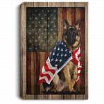 German Shepherd American Flag Patriotic Framed Canvas Prints - German Shepherd Unframed Poster, White, 0.75'' Framed Canvas