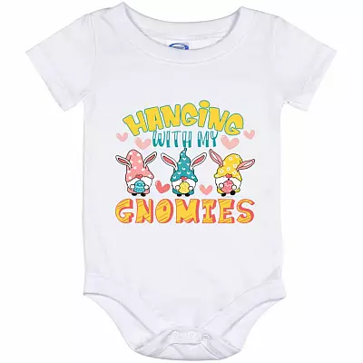 Hanging With My Gnomies Baby Onesie, White, Baby Onesie - 12 Month