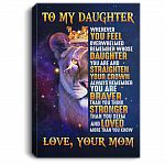Daughter Framed Canvas From Mom - Remember Whose Daughter You Are Straighten Your Crown Unframed Poster, White, 0.75'' Framed Canvas