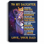 Daughter Framed Canvas From Dad - Remember Whose Daughter You Are Straighten Your Crown Unframed Poster, White, 0.75'' Framed Canvas