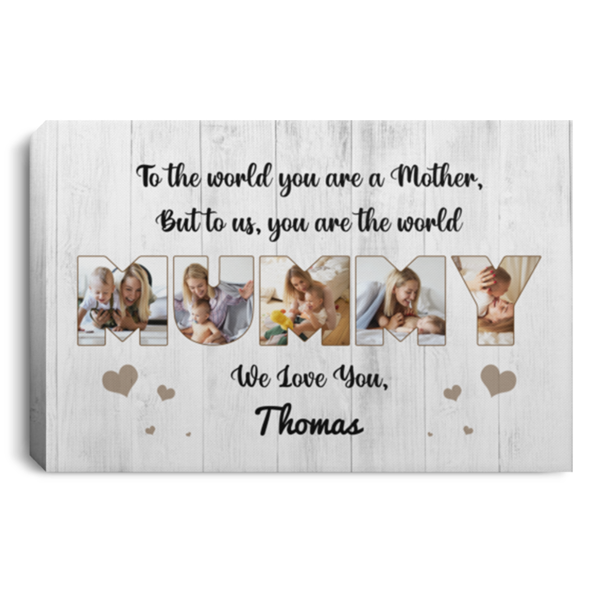 Personalized Photo You Are A Mother To Us You Are The World Gallery Wrapped Framed Canvas Prints - Unframed Poster, White, 0.75'' Framed Canvas