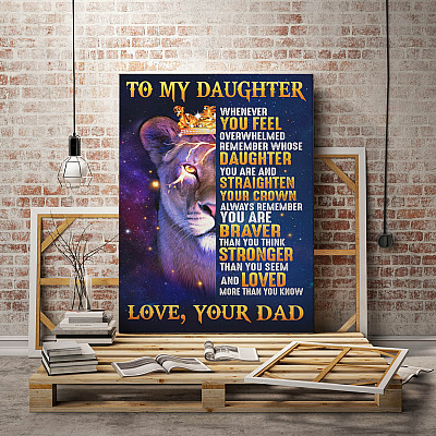Alternative view of Daughter Framed Canvas From Dad - Remember Whose Daughter You Are Straighten Your Crown Unframed Poster