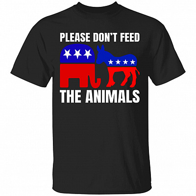 Defund Politicians Please Don't Feed the Animals - Liberals Republican Political T-Shirt - V-Neck Tee, Black, Unisex T-Shirt