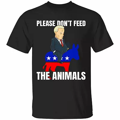 Defund Politicians Please Don't Feed the Animals T-Shirt - V-Neck Tee - Anti Biden Liberals Tears Shirt, Black, Unisex T-Shirt