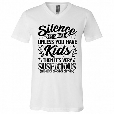 Silence Shirt, White, V-Neck T-Shirt
