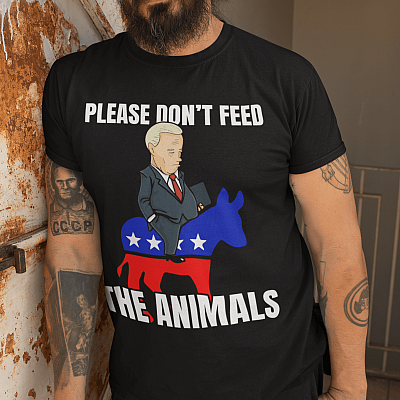 Alternative view of Defund Politicians Please Don't Feed the Animals T-Shirt - V-Neck Tee - Anti Biden Liberals Tears Shirt