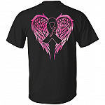 Pink Ribbon Angel Wings Fighter Breast Cancer Print on Back T-Shirt - Breast Cancer Awareness Month Gifts Shirt, Black, Unisex T-Shirt
