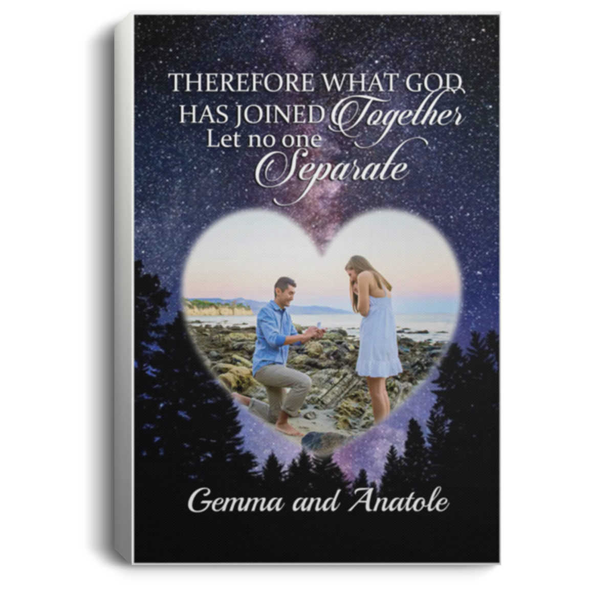 Personalized Photo Therefore What God Has Joined Together Framed Canvas Prints-Unframed Poster-Decor Wall Art, White, 0.75'' Framed Canvas