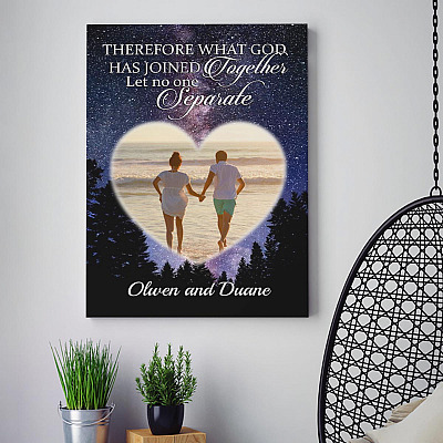 Alternative view of Personalized Photo Therefore What God Has Joined Together Framed Canvas Prints-Unframed Poster-Decor Wall Art