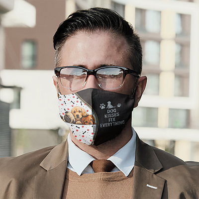 Alternative view of Dog Kisses Fix Everything Washable Reusable Face Mask Dog Mom Mother's Day Gift Dog Lover Face Mask