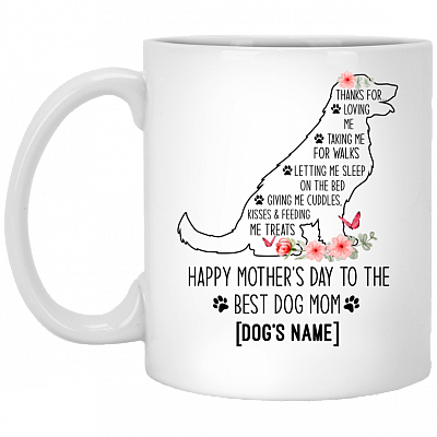 Personalized Thanks for Loving Me Taking Me for Walk Dog Mom Coffee Mug - Beer Stein - Water Bottle - Color Changing Mug, White, 11 oz. White Mug