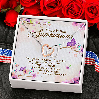 Alternative view of There Is This Superwoman Nanny Interlocking Hearts Pendant Necklace