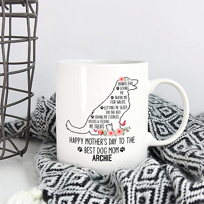 Alternative view of Personalized Thanks for Loving Me Taking Me for Walk Dog Mom Coffee Mug - Beer Stein - Color Changing Mug