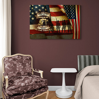 Alternative view of All Gave Some Some Gave All American Flag Soldier Wrapped Framed Canvas Prints - Unframed Poster - Home Decor Wall Art