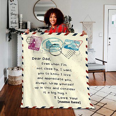Alternative view of Personalized Dear Dad Even when I'm Not Close by I Want You to Know I Love Letter Fleece Blanket - Mink Blanket