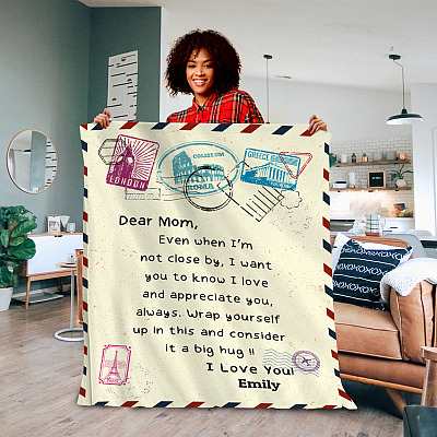 Alternative view of Personalized Dear Mom Even when I'm Not Close by I Want You to Know I Love Letter Fleece Blanket - Mink Blanket