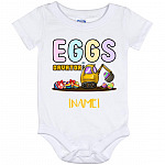 Personalized Eggs-Cavator, White, Baby Onesie - 12 Month